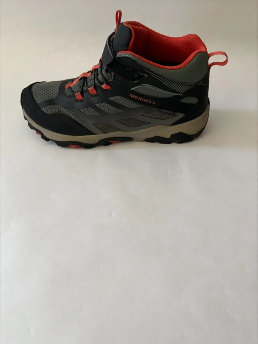 Merrell Boy's Youth Moab Gray Orange Hiking Boots Waterproof Size 6.5